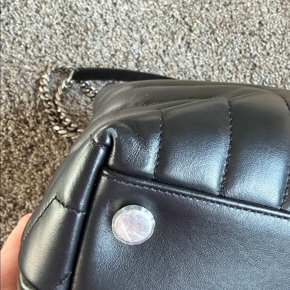 Yves Saint Laurent LouLou Large Flapbag Metalasse - Black and Silver - Picture 12 of 13